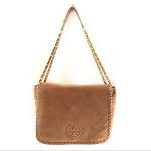 Tory Burch Tan Marion Suede Cross Body Purse